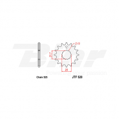 Sprocket with rubber  520 de acero con 14 dientes