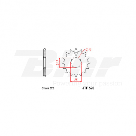 Sprocket with rubber  520 de acero con 14 dientes