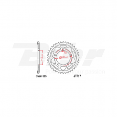 Sprocket rear plate  7 zinc con 44 dientes
