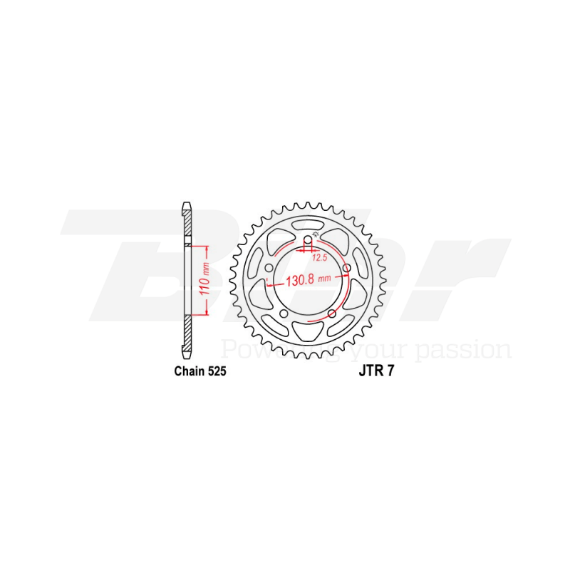 Sprocket rear plate  7 zinc con 44 dientes