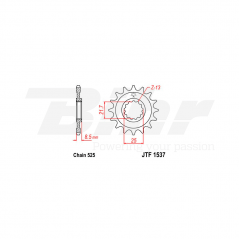 Sprocket with rubber  1537 de acero con 15 dientes