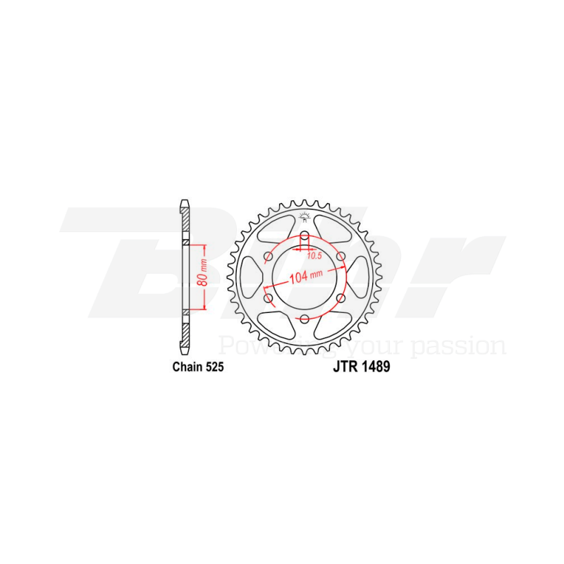 JT SPROCKETS Corona plato trasero 1489 zinc con 42 dientes R148942ZBK