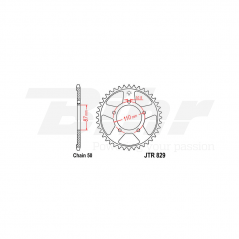 Sprocket rear plate  829 zinc con 45 dientes