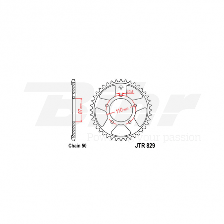 Sprocket rear plate  829 zinc con 45 dientes