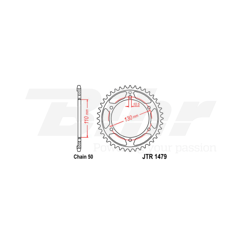 Sprocket rear plate  1479 zinc con 48 dientes