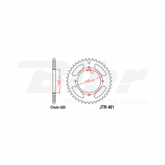 JT SPROCKETS Corona plato trasero 461 de acero con 52 dientes R46152