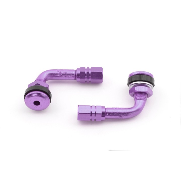 V PARTS KIT, 2 VALVES, BENT, SCHRADER 90°, MOTO, ANODIZED, VARIOUS COLORS 952