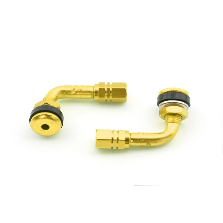 V PARTS Kit 2 válvulas acodadas Schrader 90º moto anodizadas varios colores 952