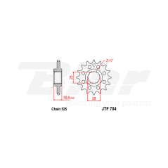Sprocket with rubber  704 de acero con 16 dientes