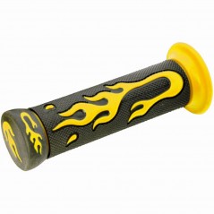 V PARTS PAIR, GRIPS, MOTO, GUM, BLACK/GREEN, FLAMES, HANDLEBAR 22MM 623