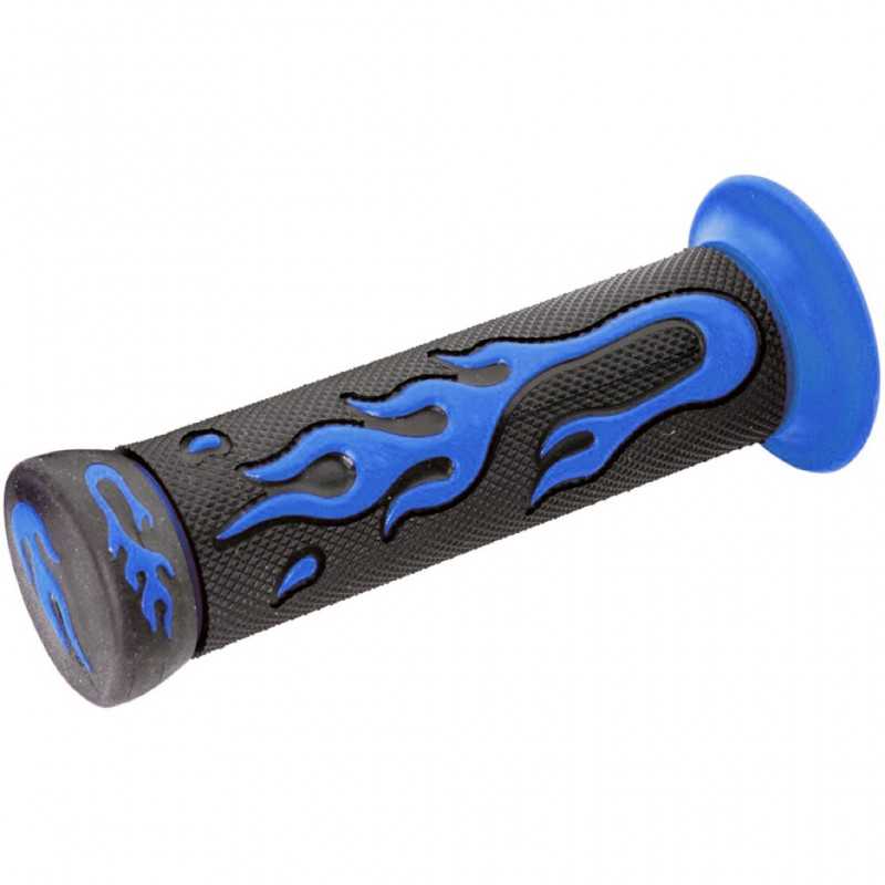 V PARTS Puños de moto goma negros y verdes con diseño llama para manillar 22mm 623