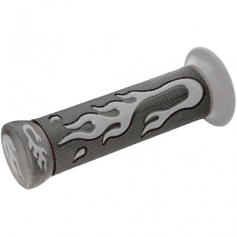 V PARTS Puños de moto goma negros y verdes con diseño llama para manillar 22mm 623