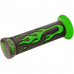 V PARTS Puños de moto goma negros y verdes con diseño llama para manillar 22mm 623