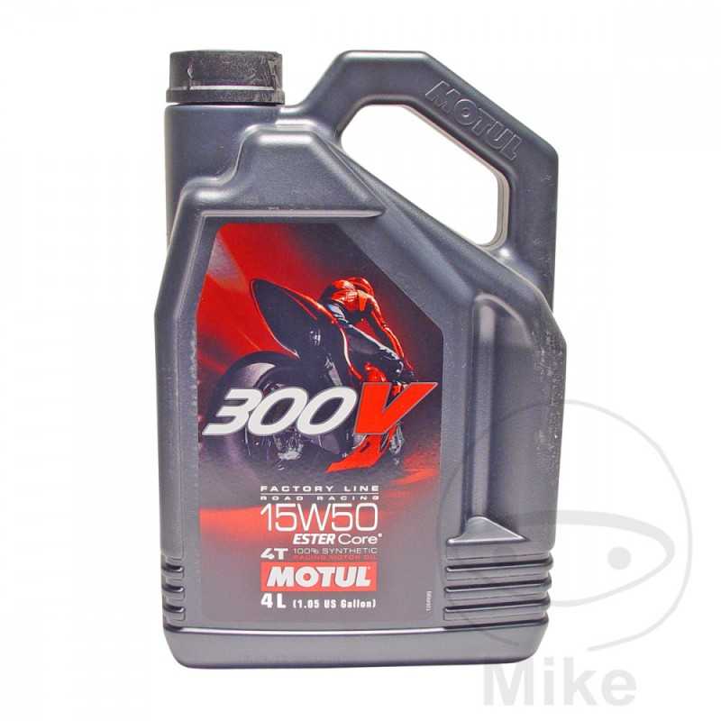 MOTUL Aceite de motor sintético para moto 15W50 4T 4L 
 300V FL ROAD RACING 714.05.27