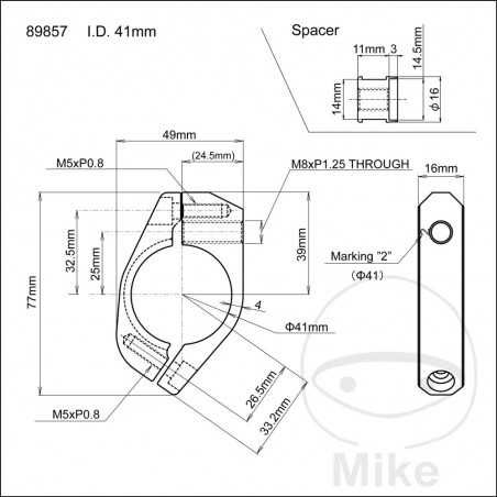 DAYTONA Fork Clamp with Turn Signal Holder 41 MM ALU 705.14.92