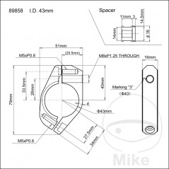 DAYTONA Abrazadera de horquilla con soporte para intermitente 43 MM ALU 705.14.94