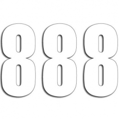 BLACKBIRD RACING Numeros Carrera Blanco - Pack de 3 uds PVC 5047/10/8 39006