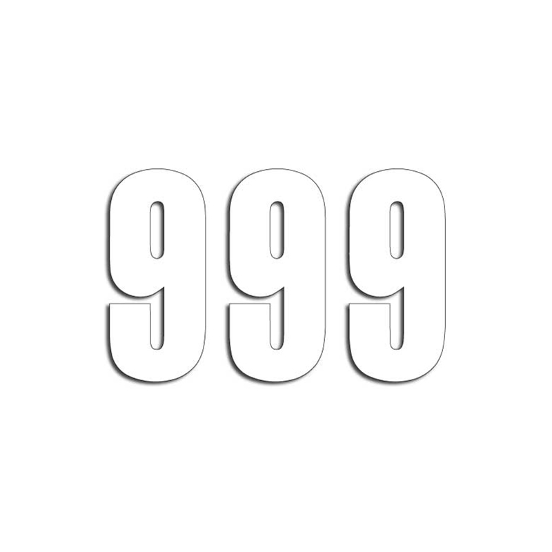 BLACKBIRD RACING Numeros Carrera Blanco - Pack de 3 uds PVC 5047/10/9 39007
