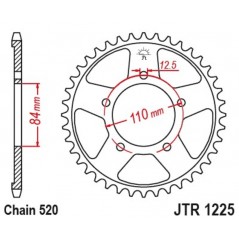 JT SPROCKETS Corona plato trasmision de acero 40 1225 4080006240