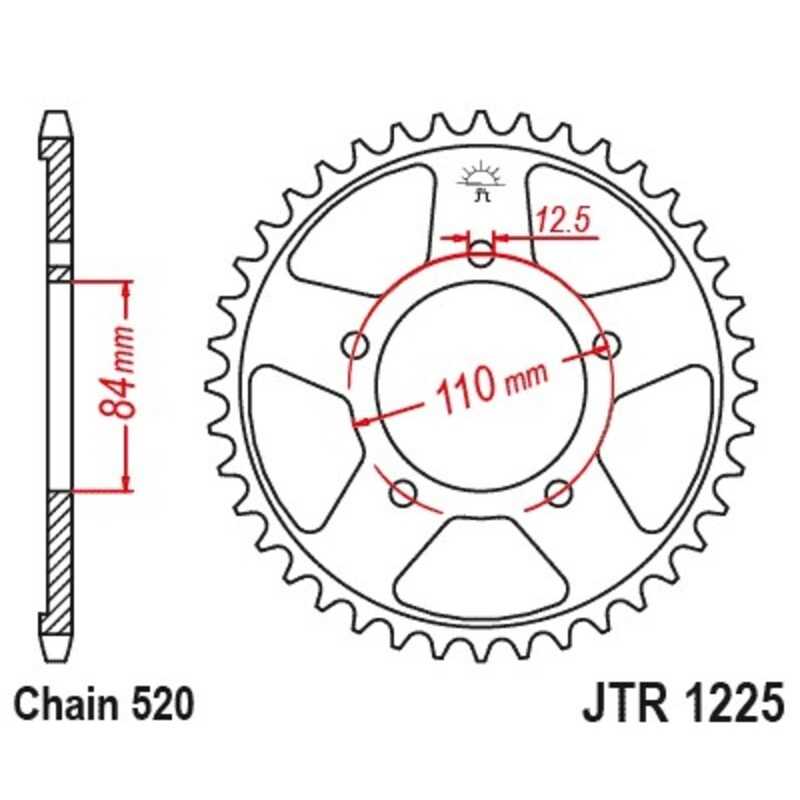 JT SPROCKETS Corona plato trasmision de acero 40 1225 4080006240