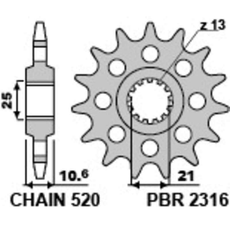 PBR Steel chain sprocket 520 STANDARD 2316 520 STANDARD 2316 4080002014