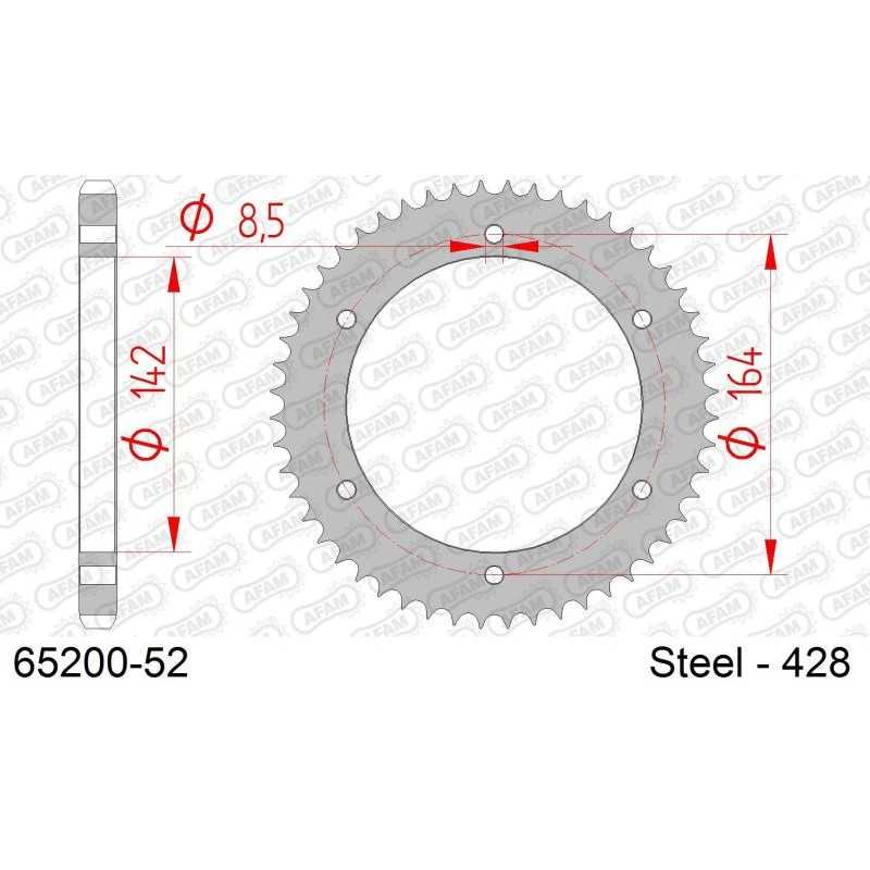 AFAM Rear steel sprocket 65200-52 P-428 65200-52 P-428 405755945