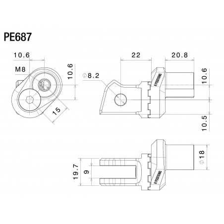 RIZOMA Eccentric adapter footrest mounting kit ∅18 MM PE687