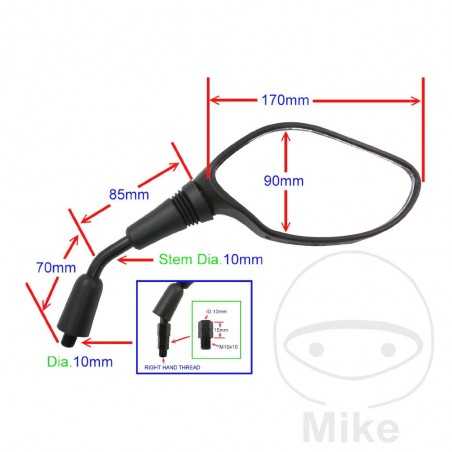 JMP Black right rear view mirror 713.01.12