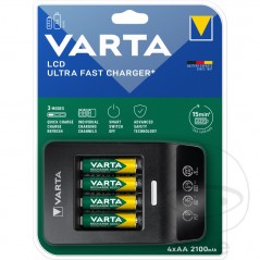 VARTA Charger with 4 rechargeable batteries LCD ULTRA FAST AA 2100 MAH 156.00.45