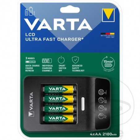 VARTA Charger with 4 rechargeable batteries LCD ULTRA FAST AA 2100 MAH 156.00.45