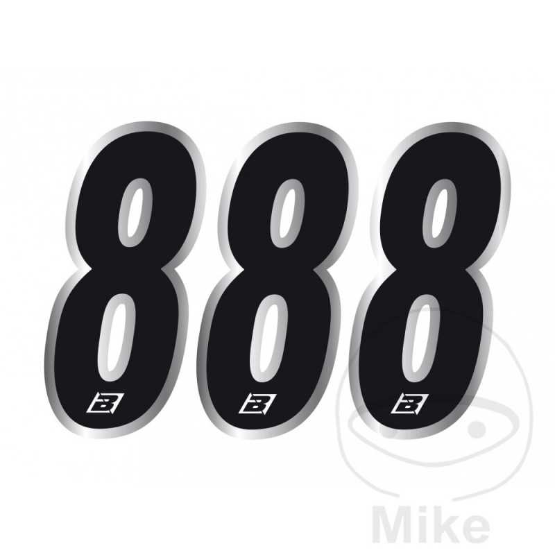 BLACKBIRD RACING 3 pack stickers number 8 for motorcycle 15X7 CM 711.24.93