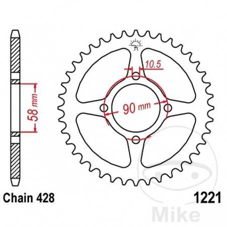 JT SPROCKETS Corona plato transmisión 45T P-428 Ø058 MM Ø090 727.06.03
