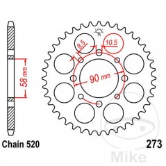 JT SPROCKETS Transmission plate crown 39T P-520 Ø58 MM Ø90 727.42.10