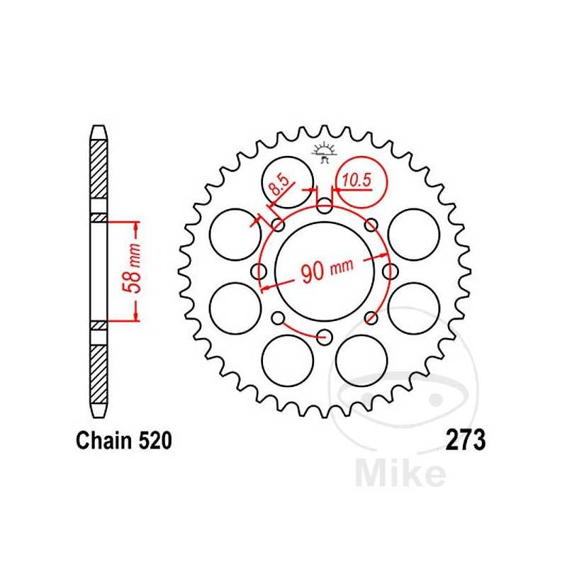 JT SPROCKETS Corona plato transmisión 39T P-520 Ø58 MM Ø90 727.42.10