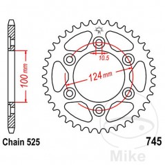 JT SPROCKETS Transmission plate crown 39T P-525 Ø100 MM Ø124 727.08.12