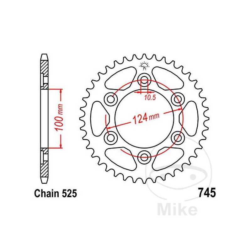 JT SPROCKETS Corona plato transmisión 39T P-525 Ø100 MM Ø124 727.08.12