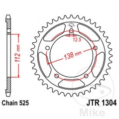 JT SPROCKETS Corona plato transmisión 47T P-525 ALTN: 7270638 727.60.09