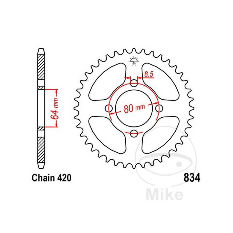 JT SPROCKETS Corona plato transmisión 48T P-420 Ø064 MM Ø080 727.51.13