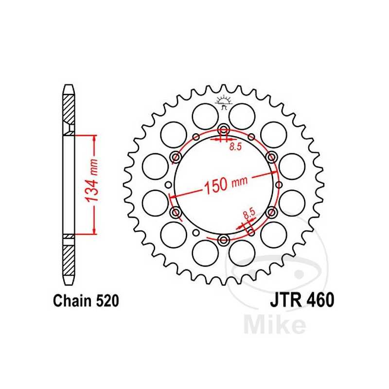 JT SPROCKETS Corona plato transmisión 50T P-520 Ø134 MM Ø150 727.64.13