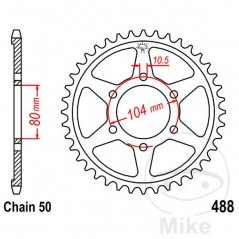 JT SPROCKETS Corona plato transmisión 46T P-530 Ø080 MM Ø104 727.36.18