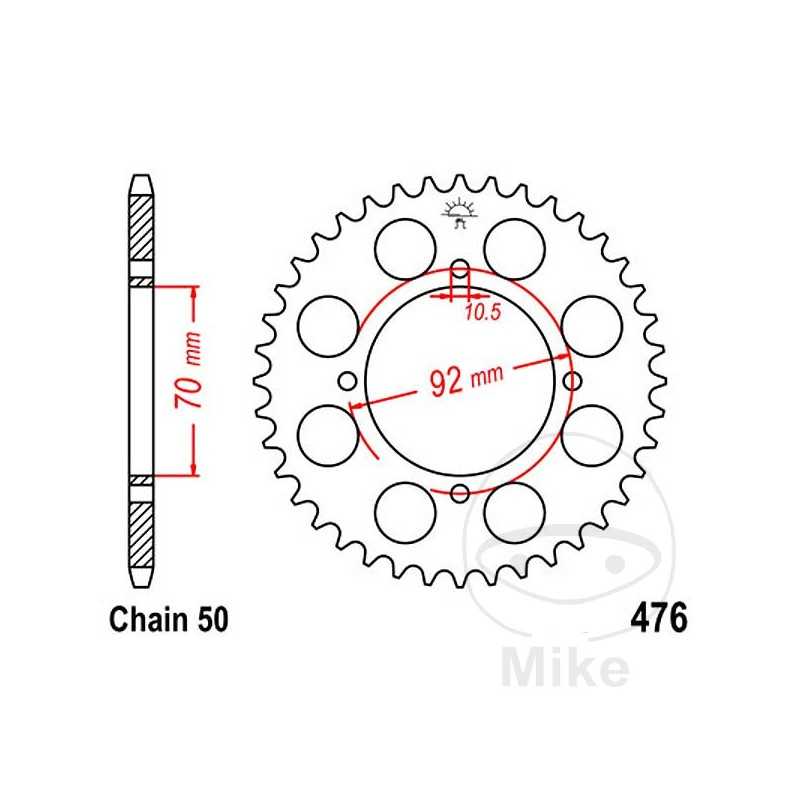 JT SPROCKETS Corona plato transmisión 40T P-530 Ø70 MM Ø92 727.30.63