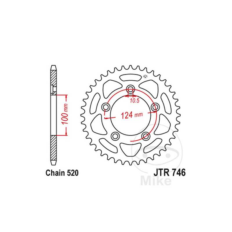JT SPROCKETS Transmission plate crown 48T P-520 Ø100 MM Ø124 727.06.04
