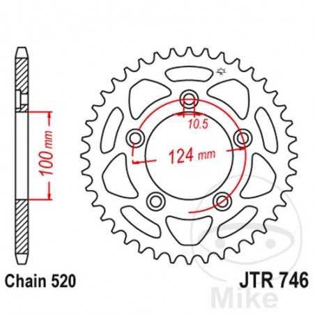 JT SPROCKETS Corona plato transmisión 48T P-520 Ø100 MM Ø124 727.06.04