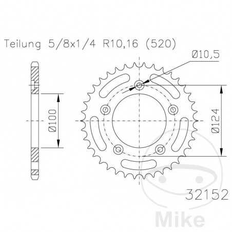 ESJOT Transmission plate crown 45T P-520 Ø100 MM Ø124 727.01.17