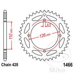 JT SPROCKETS Transmission plate crown 47T P-428 Ø110 MM Ø126 727.85.59