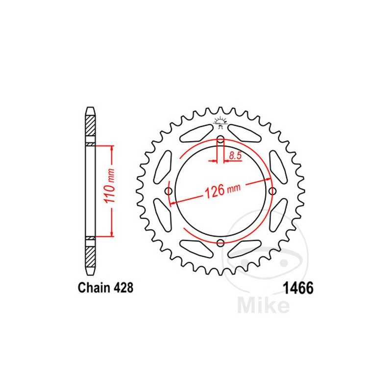 JT SPROCKETS Corona plato transmisión 47T P-428 Ø110 MM Ø126 727.85.59