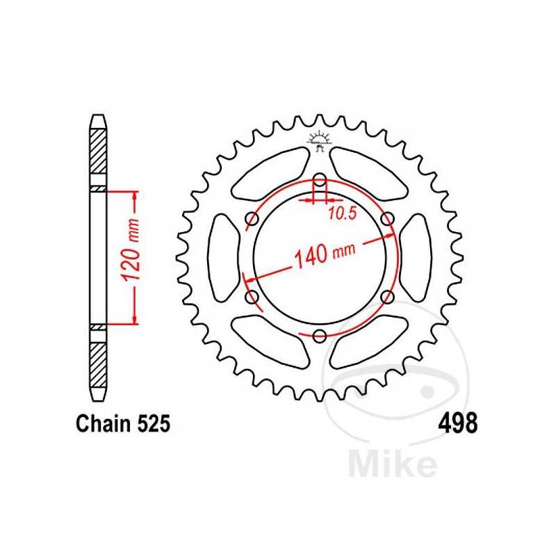 JT SPROCKETS Corona plato transmisión 38T P-525 Ø140 MM 727.61.65