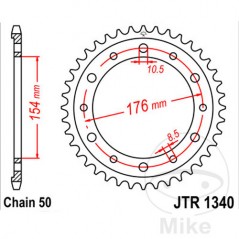 JT SPROCKETS Corona plato transmisión 44T P-530 ALTN: 7270650 727.16.61