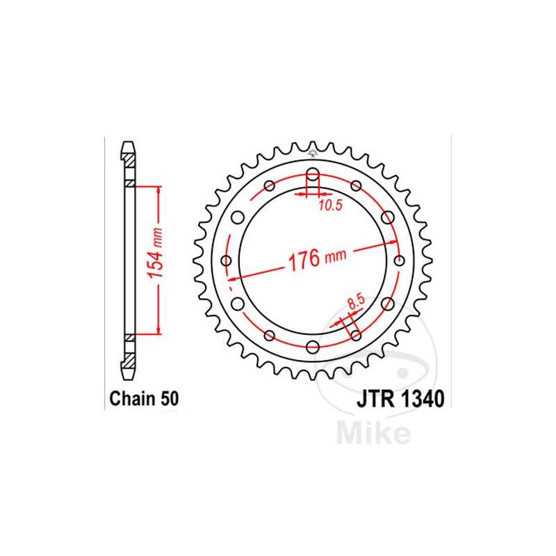 JT SPROCKETS Corona plato transmisión 44T P-530 ALTN: 7270650 727.16.61
