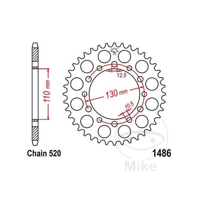 JT SPROCKETS Corona plato transmisión 40T P-520 Ø110 MM Ø130 727.55.06